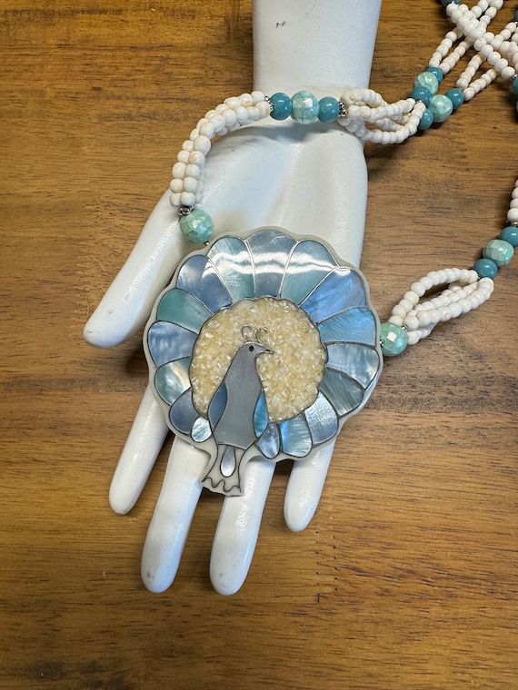 Vintage 70s 80s Cloisonné Statement Dyed Howlite and Resin 28