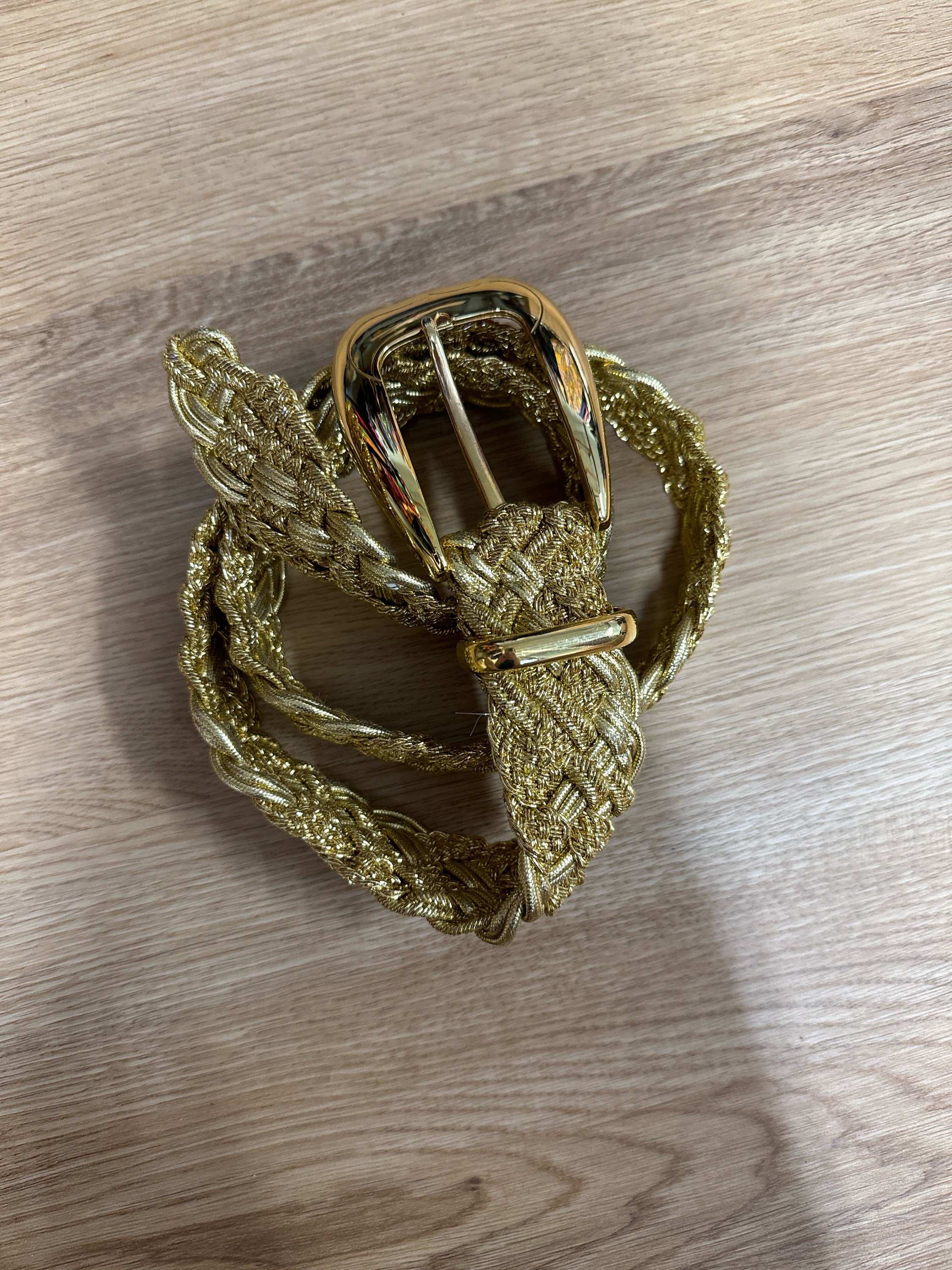 Vintage 80s 90s Metallic Gold Twisted Braided Chunky Buckle  display picture 3