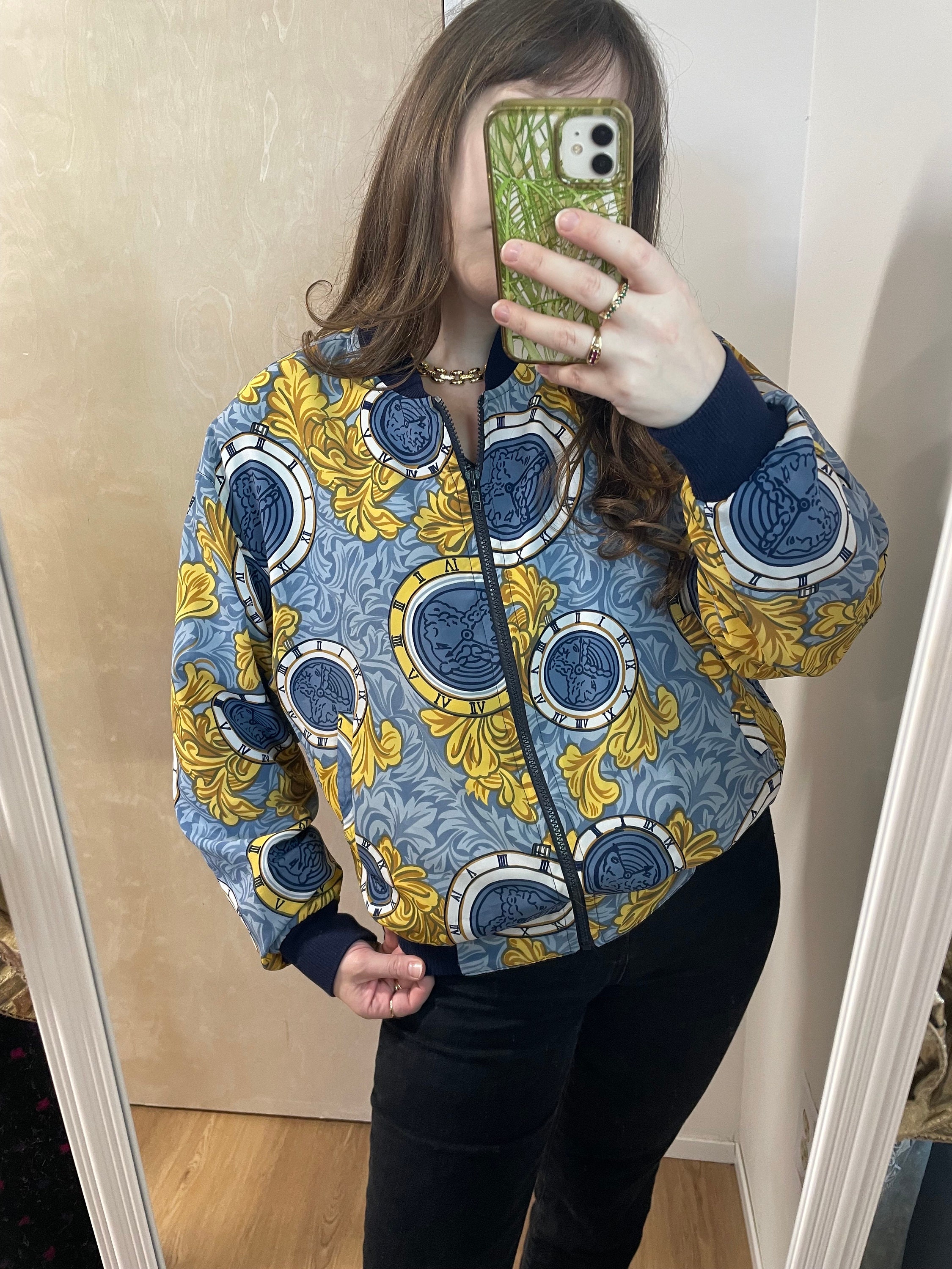 Vintage 80s 90s Versace-like Silky Bomber Jacket by