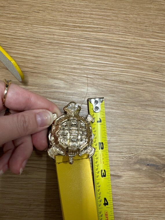 Vtg Turtle Belt Buckle Rawhide Leather Belt 29\