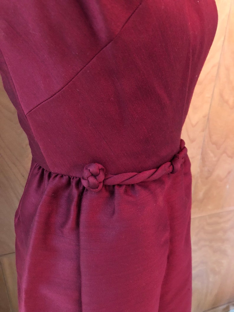 Vintage 60s Impeccably Tailored Deep Burgundy Cocktail Dress