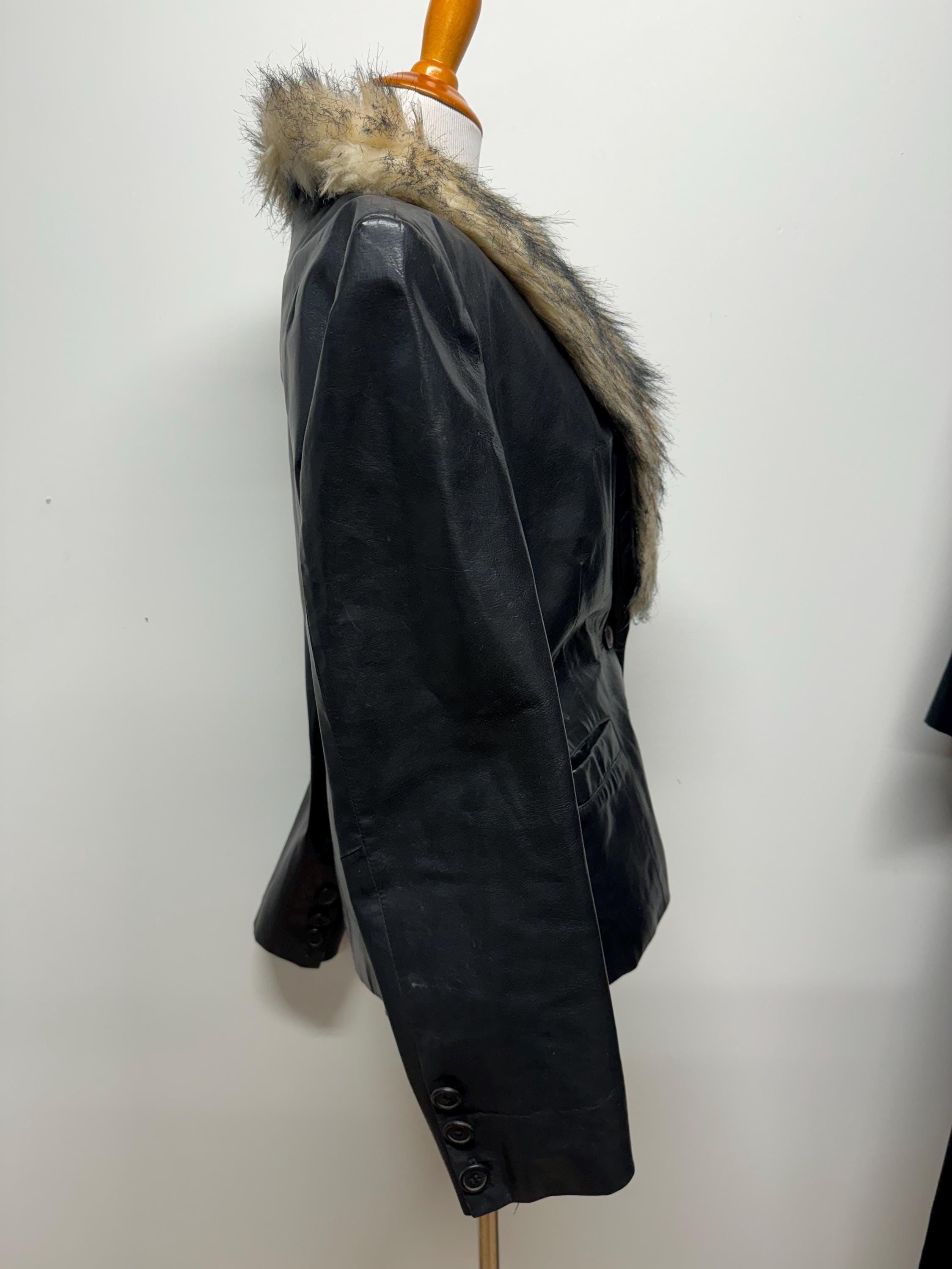 ジャケット・アウター 90-00s euro black mouton fur y2k archive 00s fur mouton jacket black archive y2k 90-00s euro black mouton