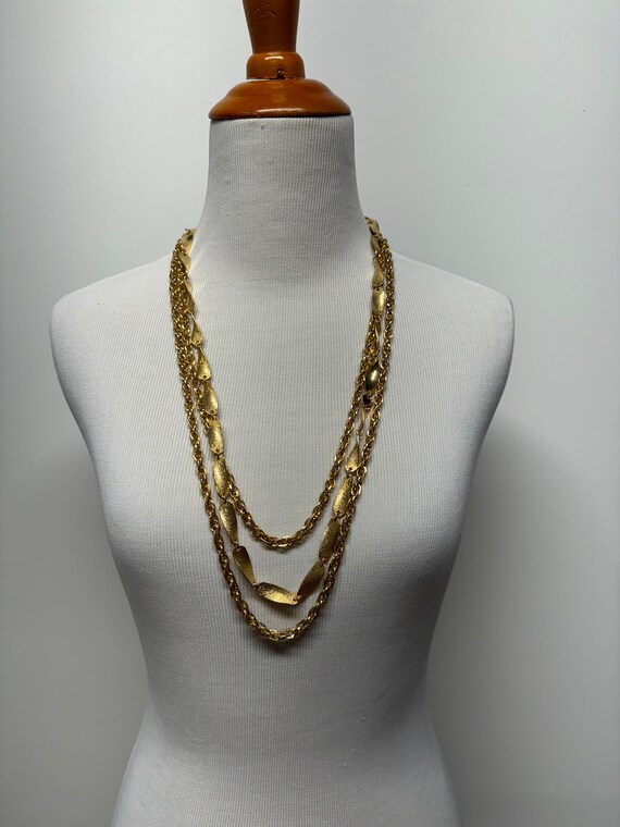 Vintage 60s 70s multi chain gold tone metal neckl… - image 4