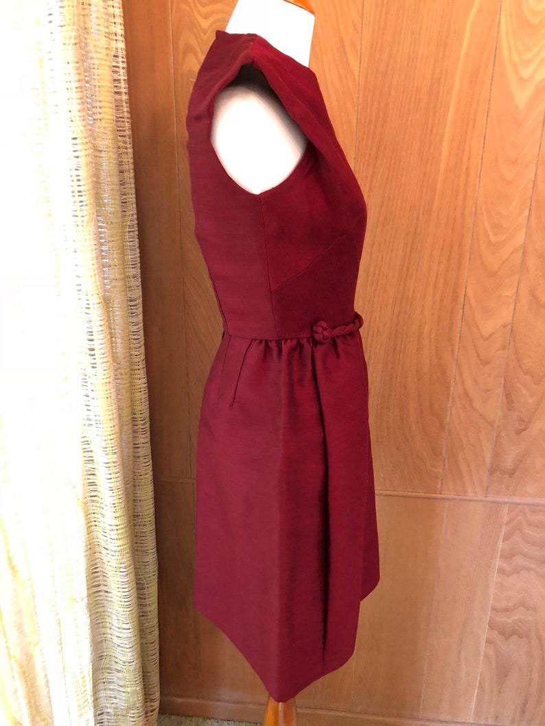 Vintage 60s Impeccably Tailored Deep Burgundy Cocktail Dress