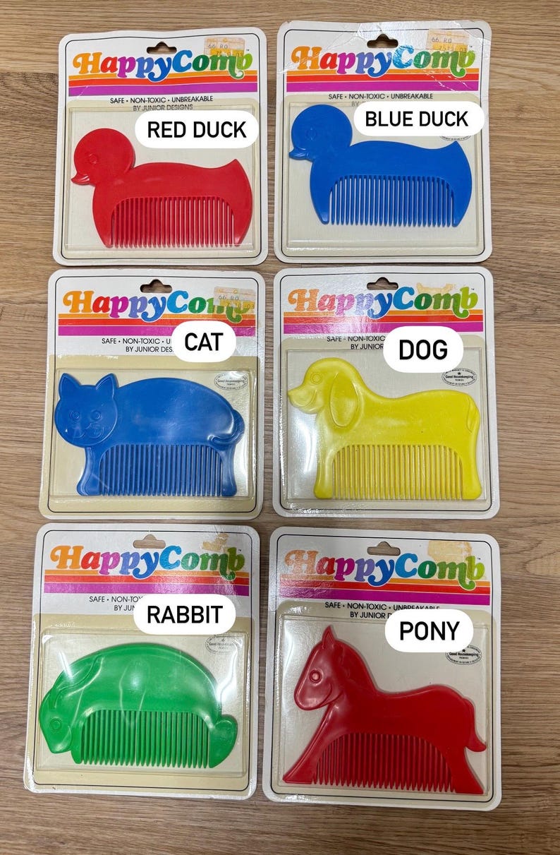 Vintage 70s Early 80s Plastic Animal Kids Comb Cute Animal Accessory ...