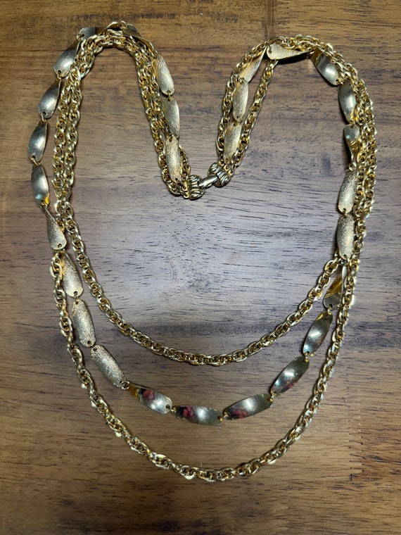 Vintage 60s 70s multi chain gold tone metal neckl… - image 5