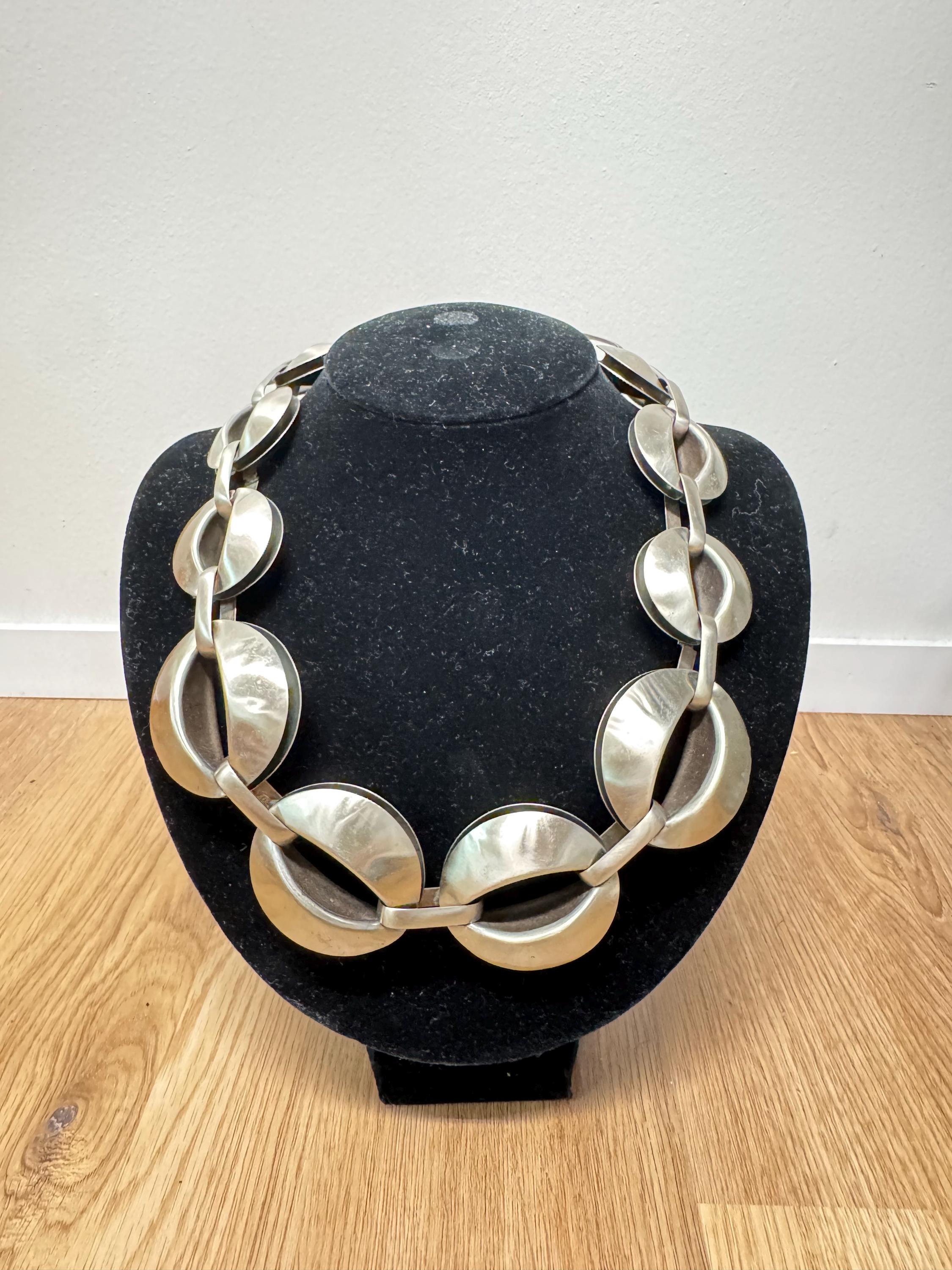 Parure De Bijoux Vintage Argent Massif 925 - Collier Ras Du Cou, Bracelet, Boucles D'oreilles Années 70