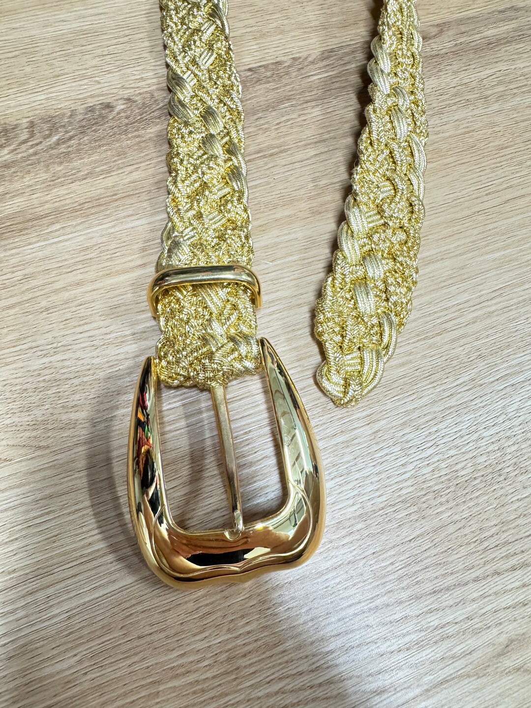 Vintage 80s 90s Metallic Gold Twisted Braided Chunky Buckle  display picture 3