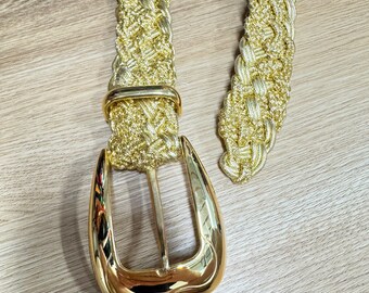 Vintage Wire Wrap Gold-Tone Wide Adjustable Belt Vintage retro mid century gold tone woven wire wrapped  main image 4