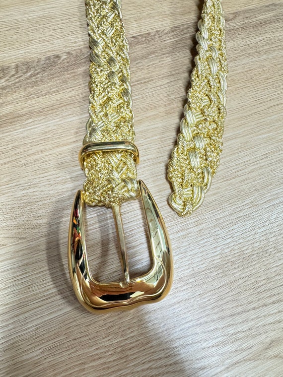 Vintage 80s 90s Metallic Gold Twisted Braided Chunky Buckle  display picture 3