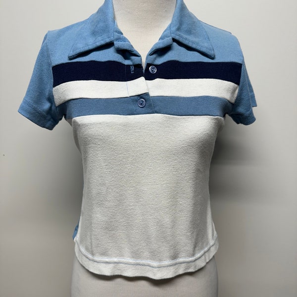 Vintage 90s 00s Y2K mini cropped polo baby tee striped skater style grunge