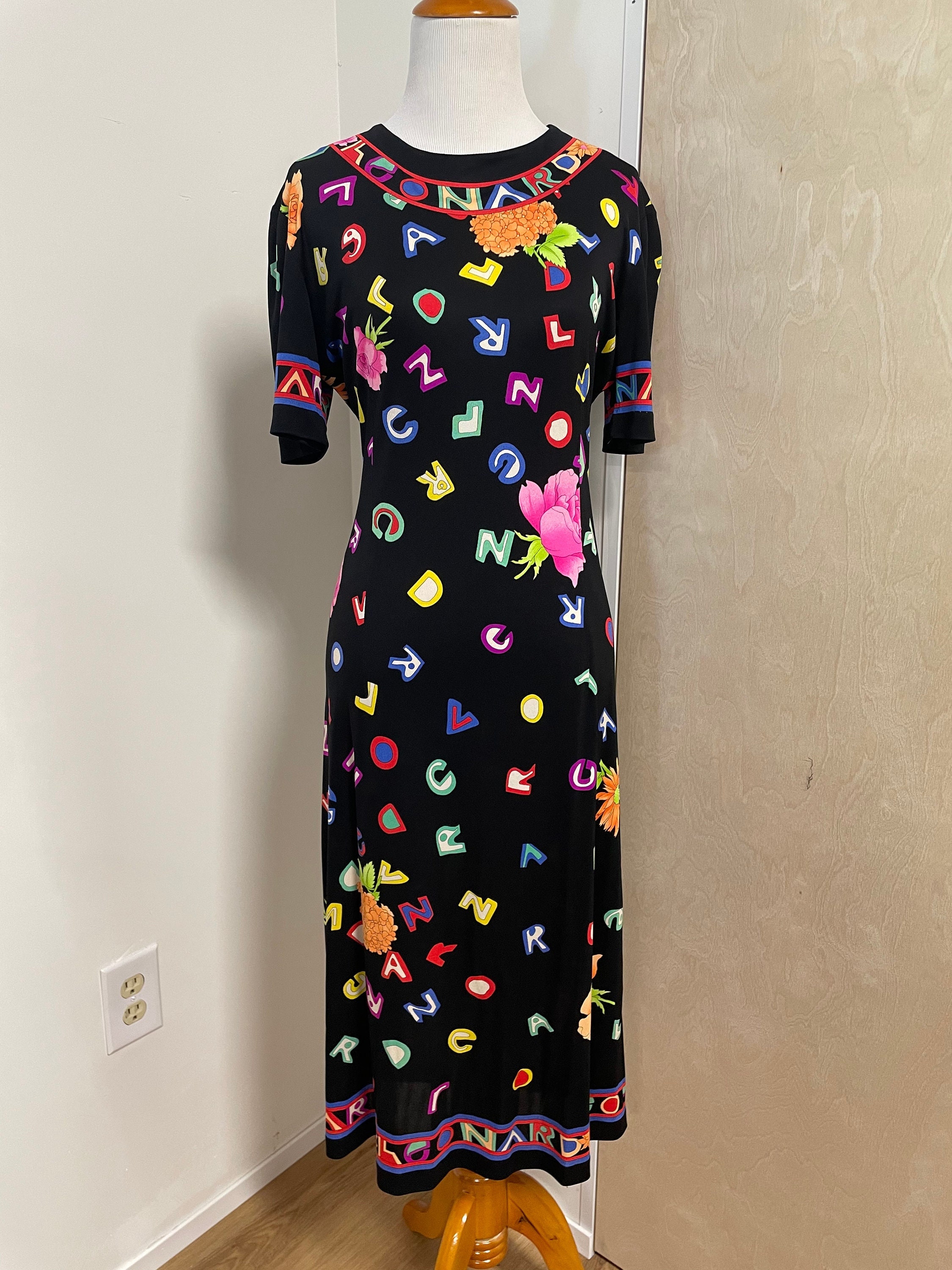 Robe Chemise Vintage Léonard Femme - Taille 40/42 (L) - Multicouleur, Manches Longues - Très Bon état
