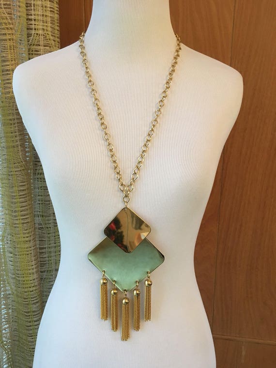 Vintage 60s 70s Huge Disco Statement Necklace with