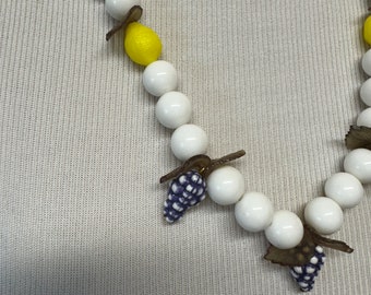 Collier Et Bracelet Vintage Années 50/60 - Fruits Et Perles En Plastique Multicolore - Métal Laiton