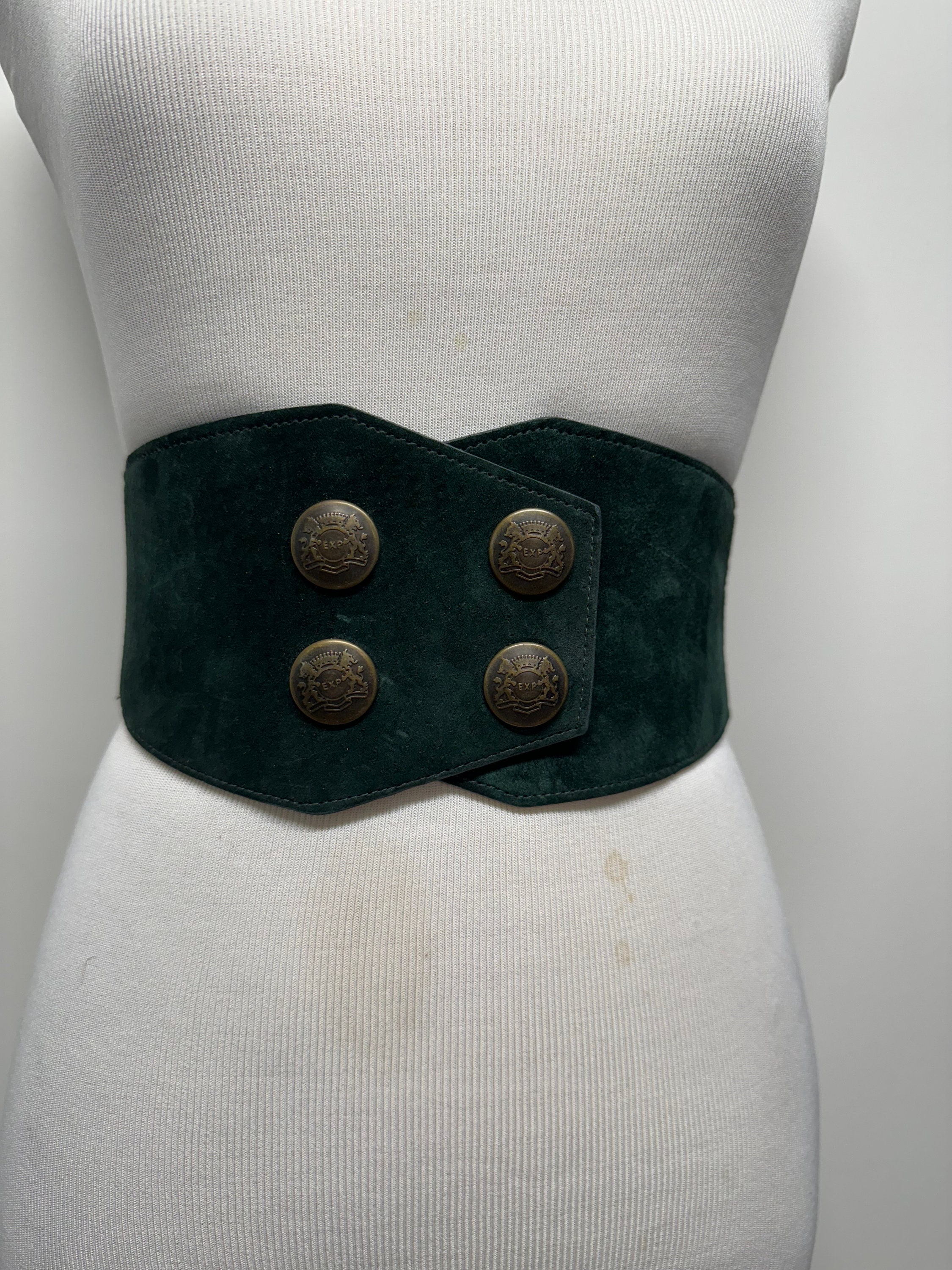 VTG Beaded Belt Womens Gunmetal Gray Stretch Elastic Wide Waist Snap Closure Gorgeous 70s Chrystal stretch Metal belt S M – Cherry Pick  main image 3