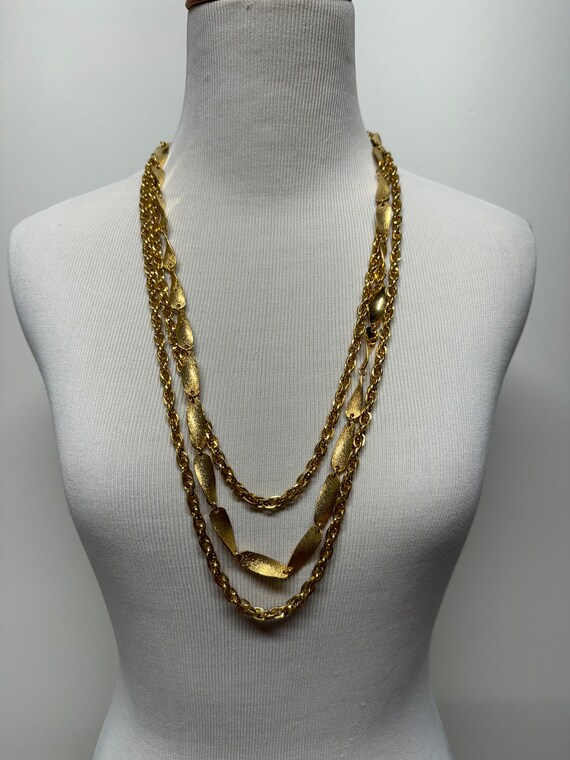 Vintage 60s 70s multi chain gold tone metal neckl… - image 2