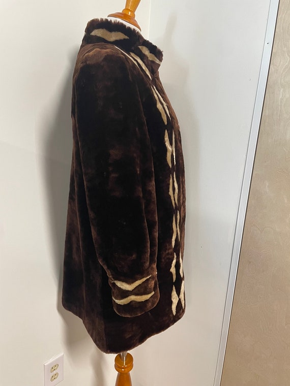 Vintage 30s 40s Mouton Fur Coat with High Collar … - image 3