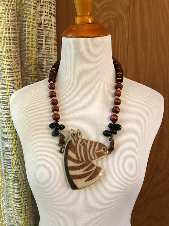 Vintage 1970s 1980s Statement Beaded Necklace