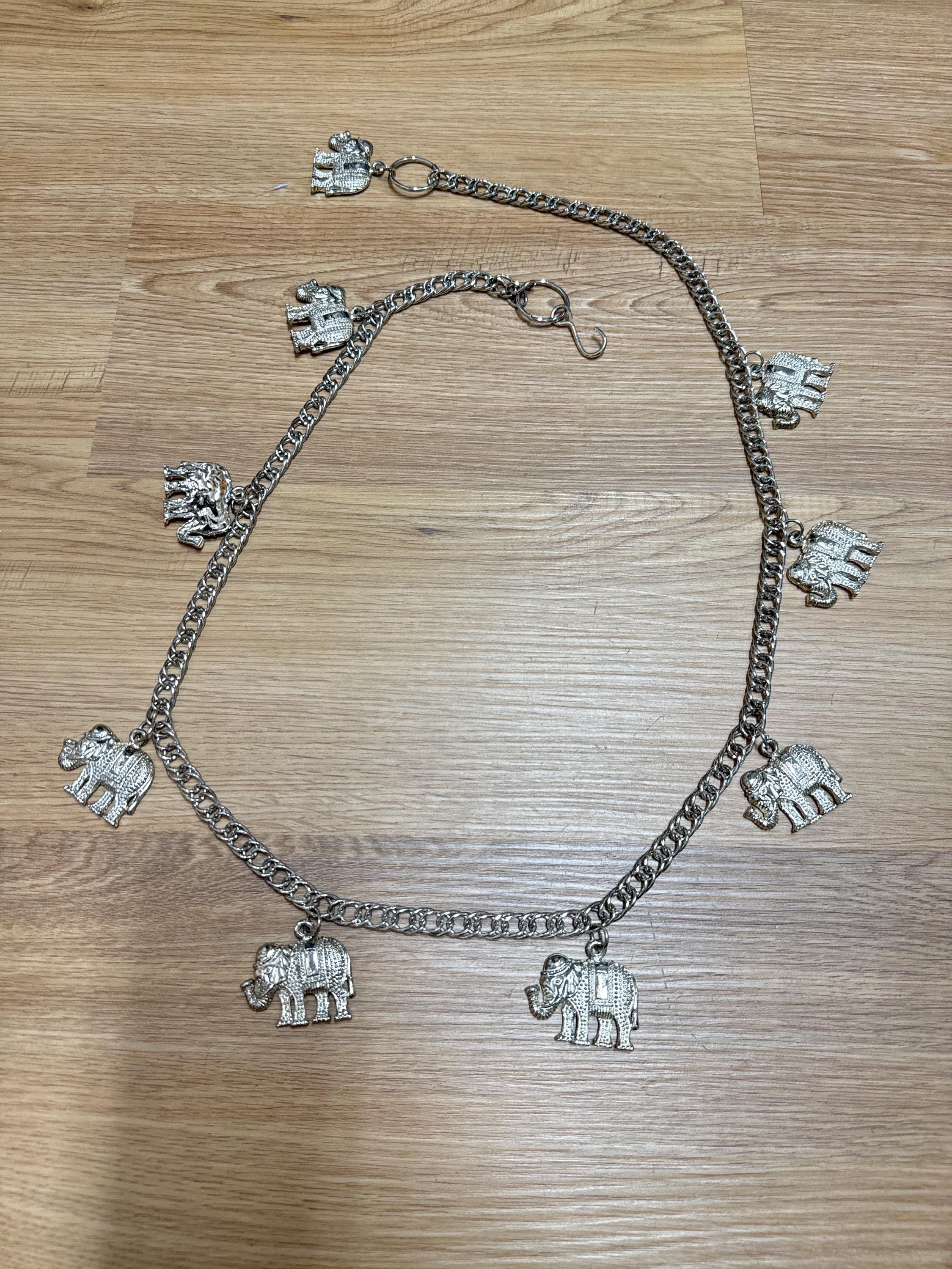 Vintage 70s 80s Silver Chain Link Belt With Dangling  display picture 1