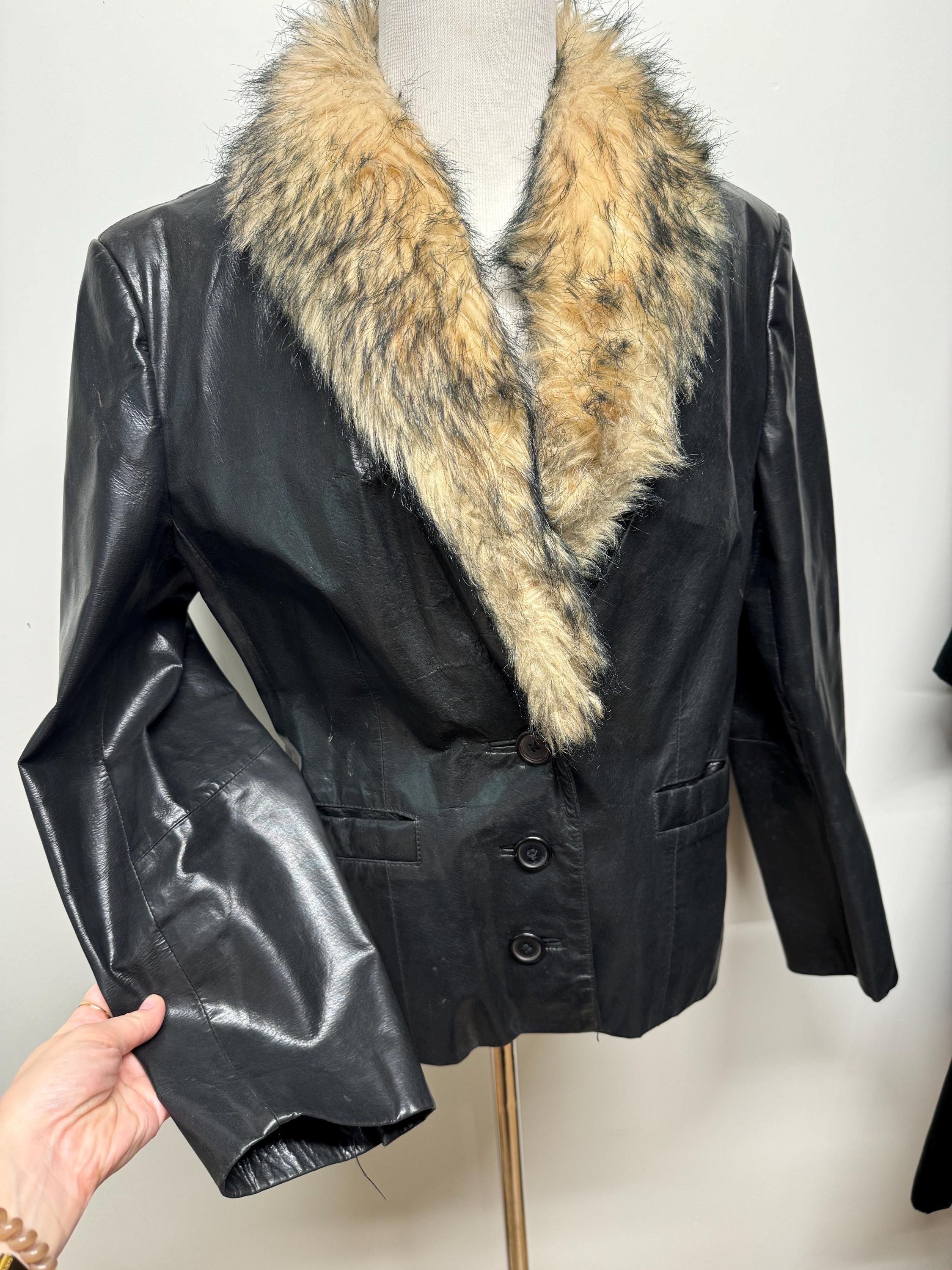 90s archive fur leather jacket牛革 本革 Y2K 90s archive fur leather jacket牛革 本革 Y2K