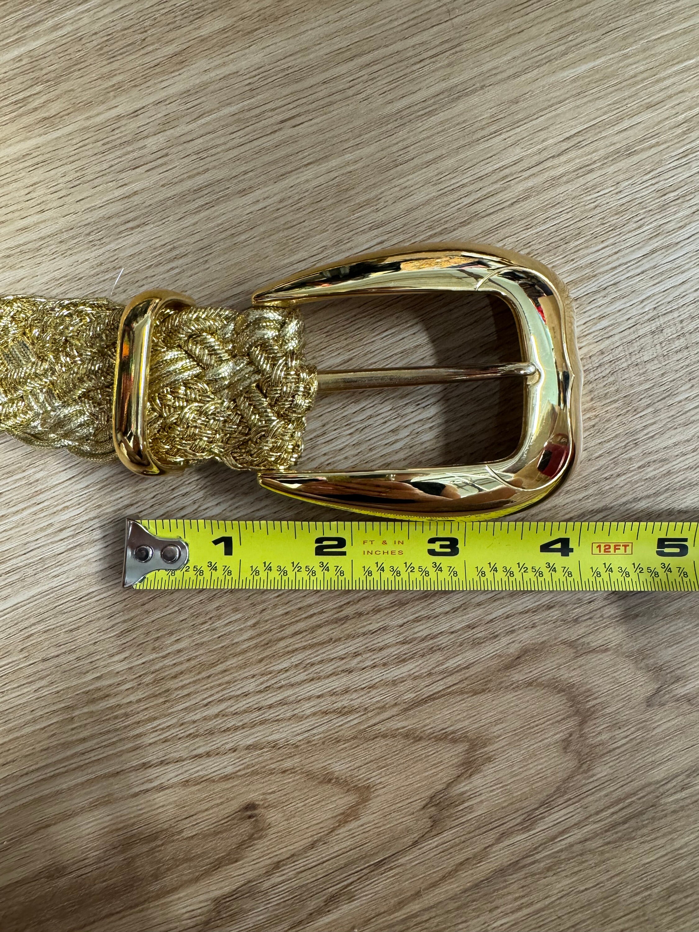 MCM Made In Italy Gold Metallic Buckle Suede Belt Vintage s-l1200.jpg main image 3