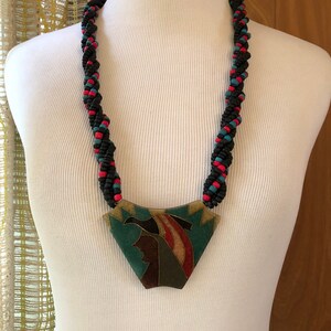 Vintage 80s Egyptian themed beaded statement novelty necklace mosaic in resin