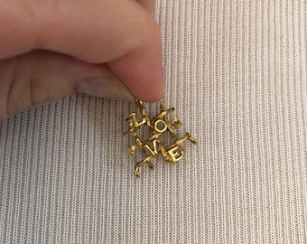 Vintage 70s 80s 10k gold plated love charm