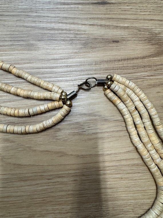 Vintage 70s 80s carved bone multi strand necklace… - image 10