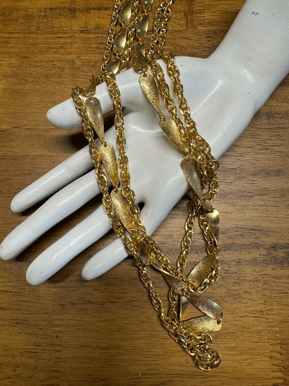 Vintage 60s 70s multi chain gold tone metal neckl… - image 8