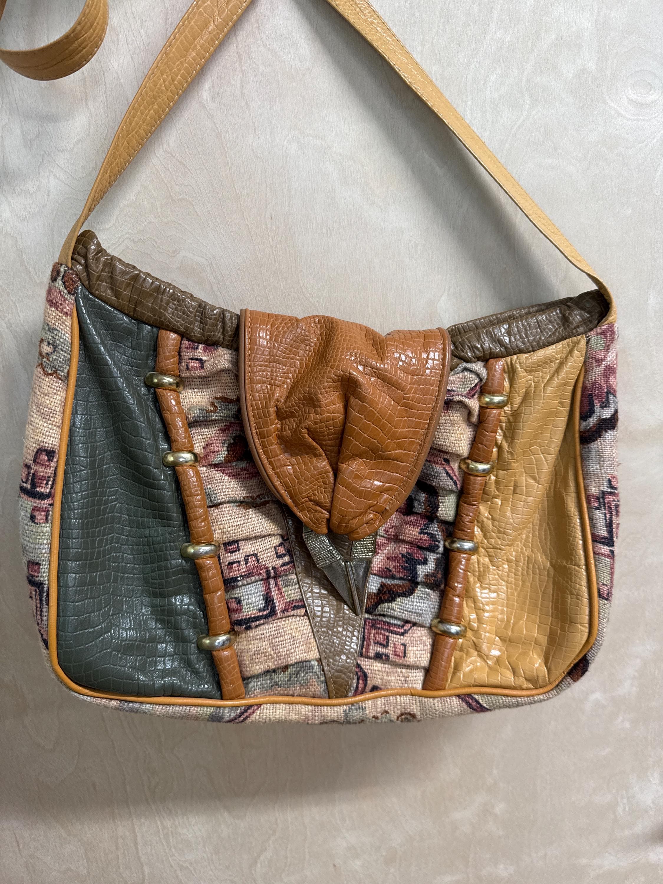 Vintage 80s 90s Oversized Mixed Media Tapestry Patchwork Slouchy