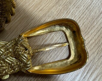 Vintage 80s 90s Metallic Gold Twisted Braided Chunky Buckle  display picture 1