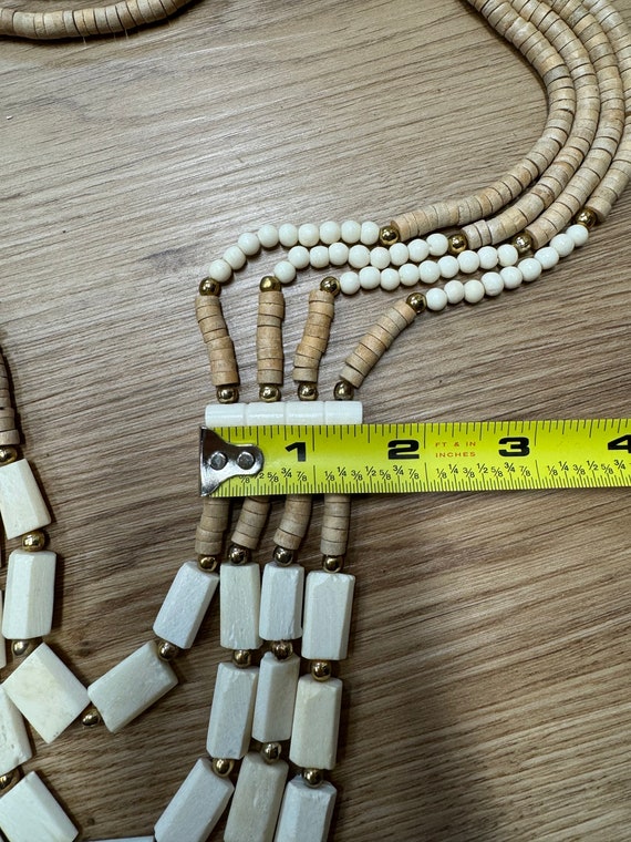 Vintage 70s 80s carved bone multi strand necklace… - image 9