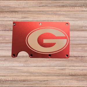 Billetera metálica grabada de Georgia Bulldogs: billetera delgada con tecnología RFID, regalo perfecto para los fanáticos de UGA