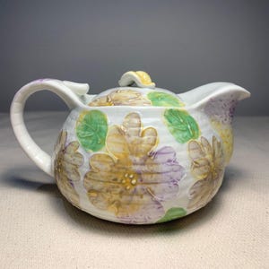 300ml - Vintage UNBENUTZTE japanische handbemalte Blumenkeramik Teekanne mit Edelstahl Abtropffläche