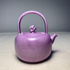 Handmade Lavender Ceramic Teapot: Japanese Rock Knob, Built-In Infuser (200ml, 7oz)