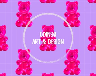 Cute Pink Gummy Bears, Seamless Pattern