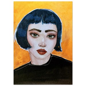 Girl with blue hair Poster Print