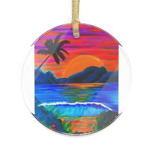 beach Christmas ornaments, coastal Christmas ornaments, tropical Christmas ornaments, beach Christmas tree decor, beach Acrylic Ornaments