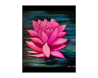 蓮の壁アート - 蓮の花の絵、ピンクの蓮の抽象画。キャンバスに印刷