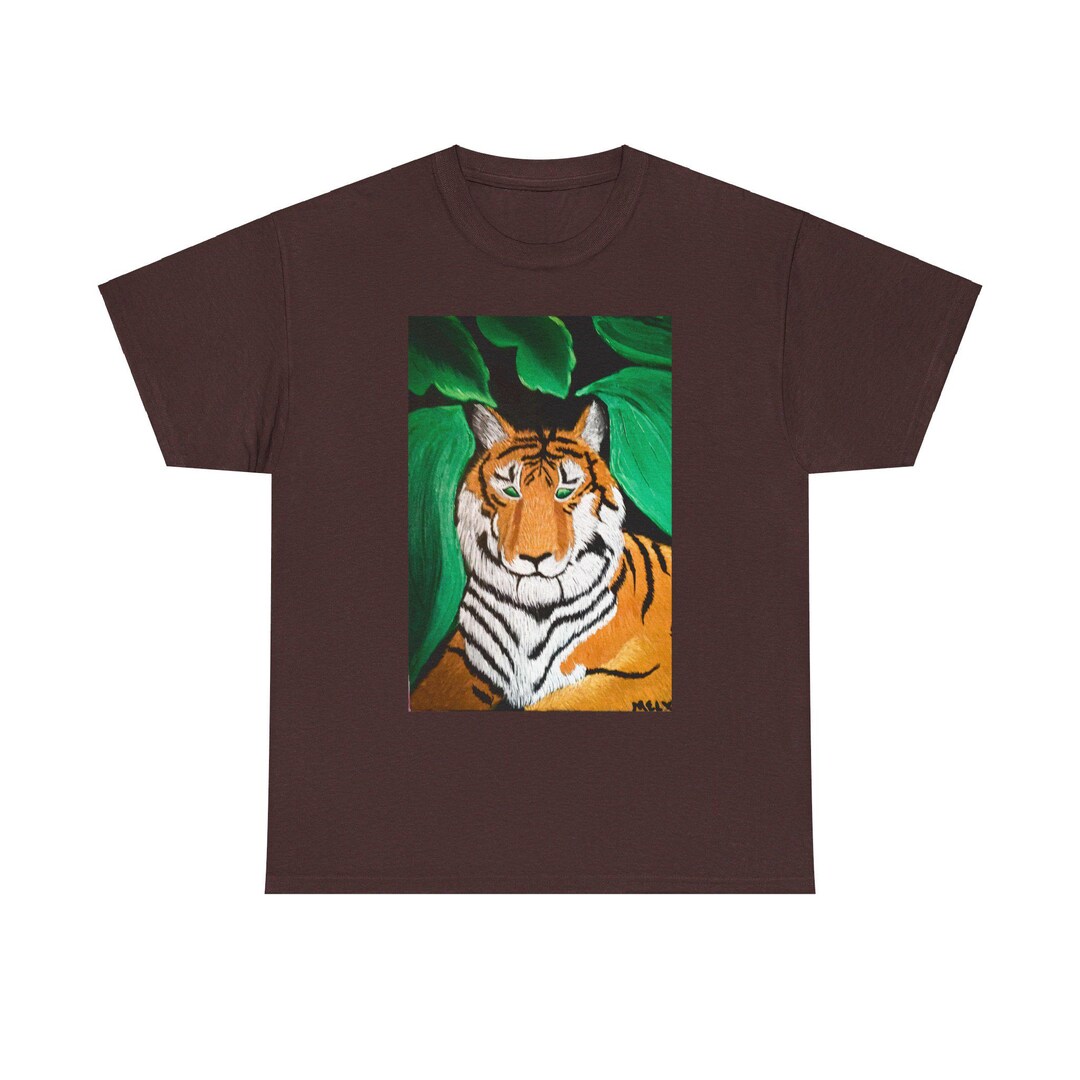 Tiger Graphic Long Sleeve Asymmetrical Neck Top