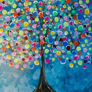 original colorful tree painting, original abstract tree painting, colorful abstract tree painting, colorful abstract tree wall art