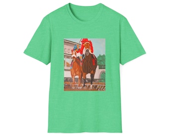 short sleeve, crew neck, horse racing t-shirt, horse racing art t-shirt, Unisex Softstyle T-Shirt