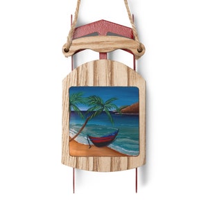 beach ornament, coastal Christmas decor, beach Christmas ornaments, beach theme Christmas ornaments, Sled Ornaments