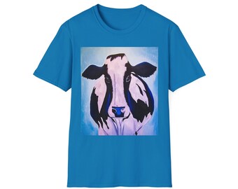 crew neck t-shirt, short sleeve t-shirt, cow print shirt, cute cow shirt, cow shirts, cow t-shirt, cow t-shirt, Unisex Softstyle T-Shirt