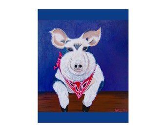 Arte de cerdo único, impresión con tema de granja, impresión con tema de campo, impresión de animales de granja, impresión de vida en el campo, impresión de vida en la granja, carteles de bellas artes