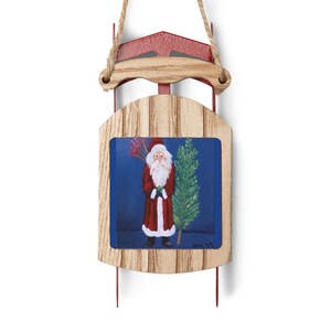 vintage santa ornament, vintage Santa Christmas ornament, vintage Santa Christmas tree ornaments, Santa ornaments, Sled Ornaments