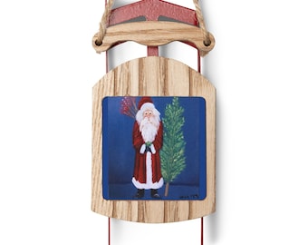 Adorno de Papá Noel vintage, Adorno navideño de Papá Noel vintage, Adornos de árbol de Navidad de Papá Noel vintage, Adornos de Papá Noel, Adornos de trineo