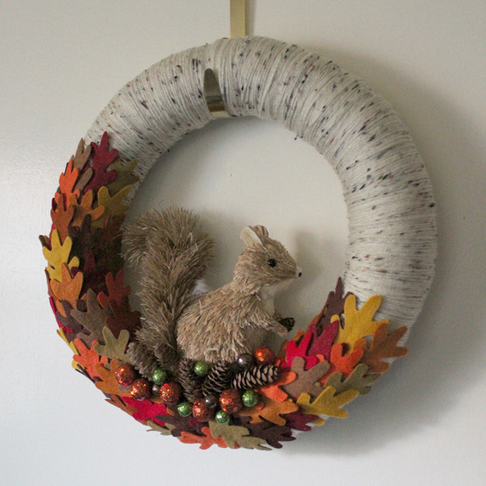 Squirrel Wreath Autumn Wreath Fall Wreath Yarn and Felt Etsy