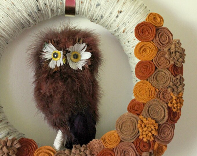 Autumn Owl Wreath Woodland Wreath Yarn and Felt Wreath 14 Etsy