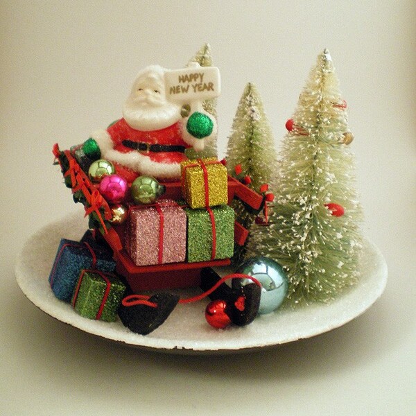 Colorful Santa Decoration - Bearing Gifts, OOAK